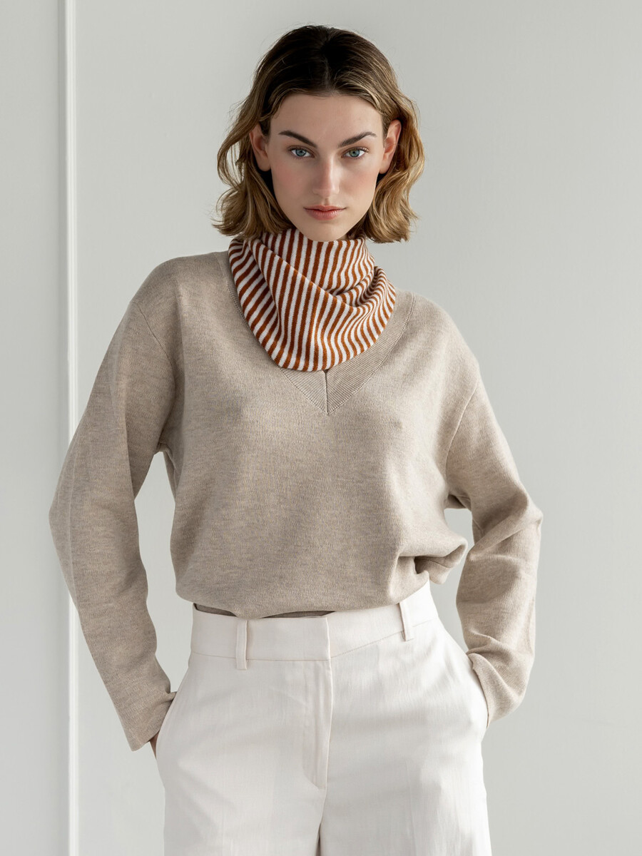 Scarf Cosy Triangle Small Shale/Maritime White