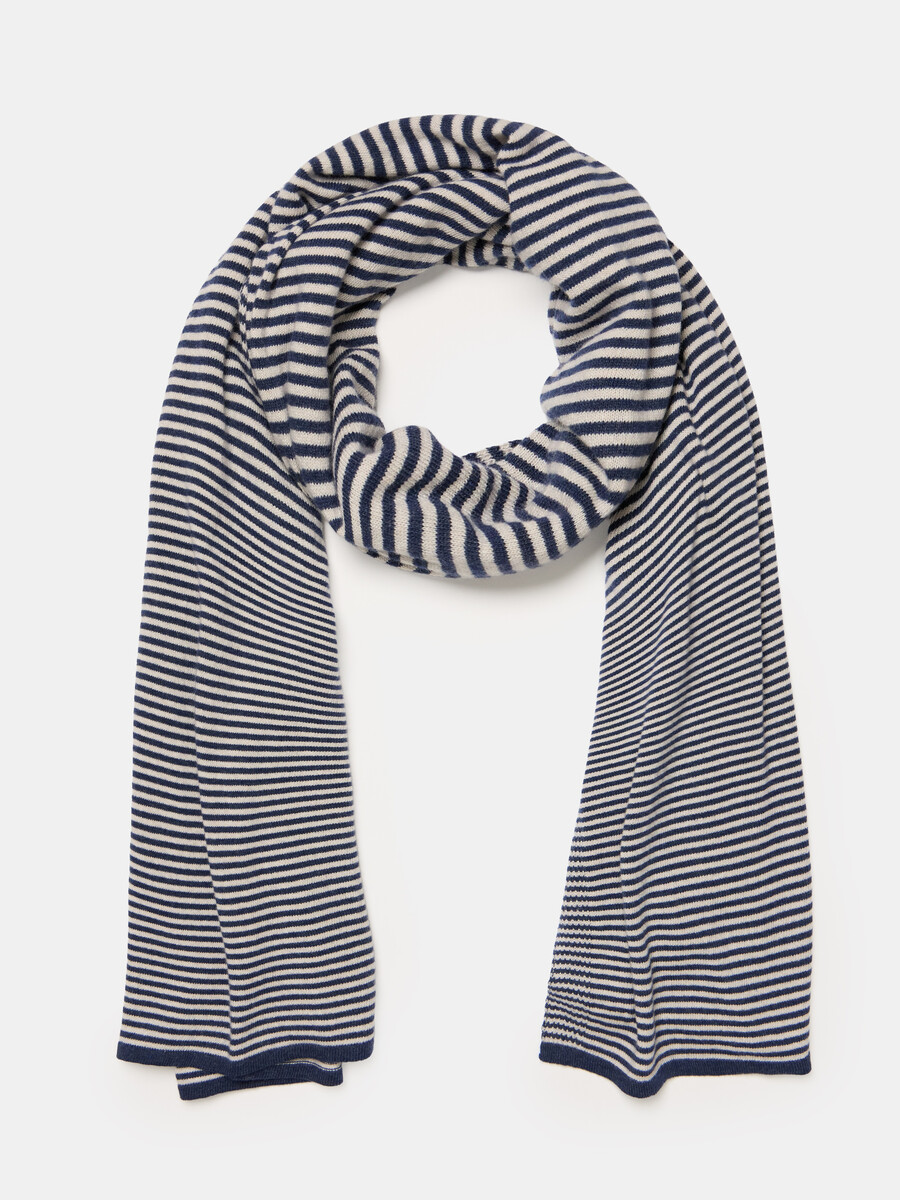 Schal Cozy Chic Streifen Denim / Hellbeige