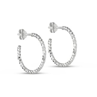 Enamel Copenhagen Diamond Cut Earring - Silver