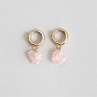 SEMI PRECIOUS HOOP EARRINGS Rose Quartz