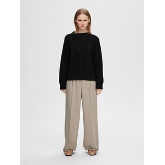 Selected Femme TINNI WIDE PANTS Greige