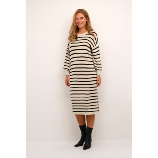 MALA STRIPED KNIT DRESS Feather Gray