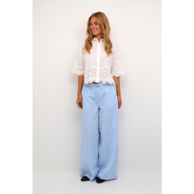 DABRA WIDE PANTS Chalk/Blue Stripe