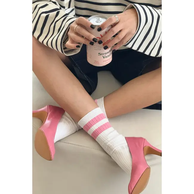 HER SOCKS VARSITY Pink Stripe