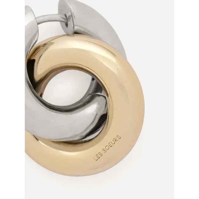 FARA LINKED EARRING Gold Silver Combi