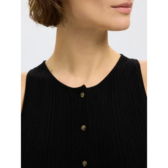 TRIXIE KNIT BUTTON TOP Black