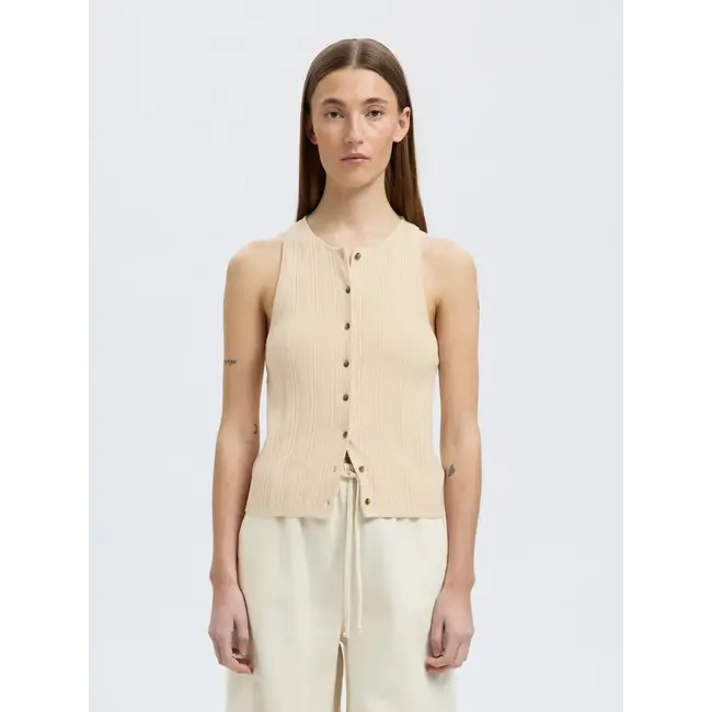 TRIXIE KNIT BUTTON TOP Birch