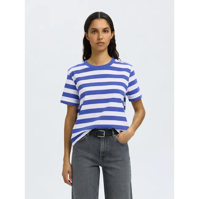 ESSENTIAL STRIPED BOXY TEE Dazzling Blue
