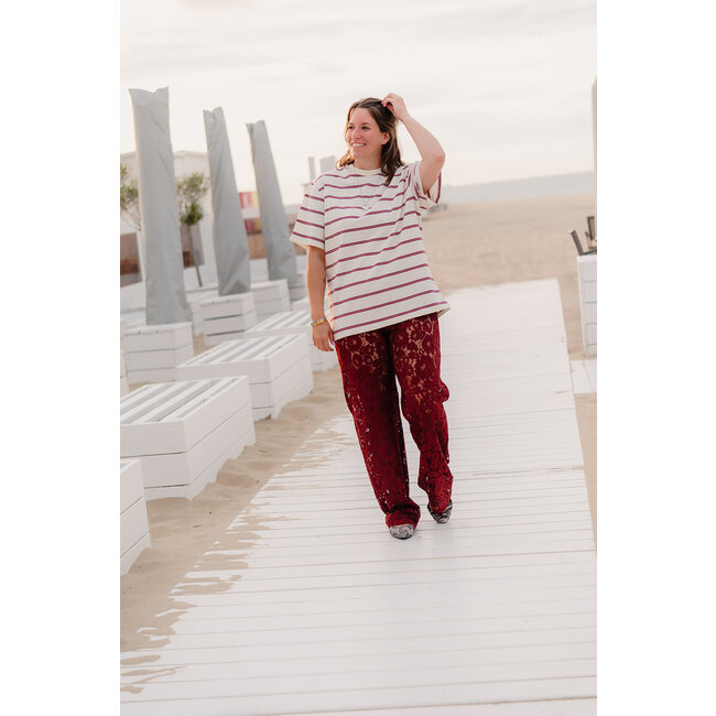 REVA LACE TROUSERS Bordeaux