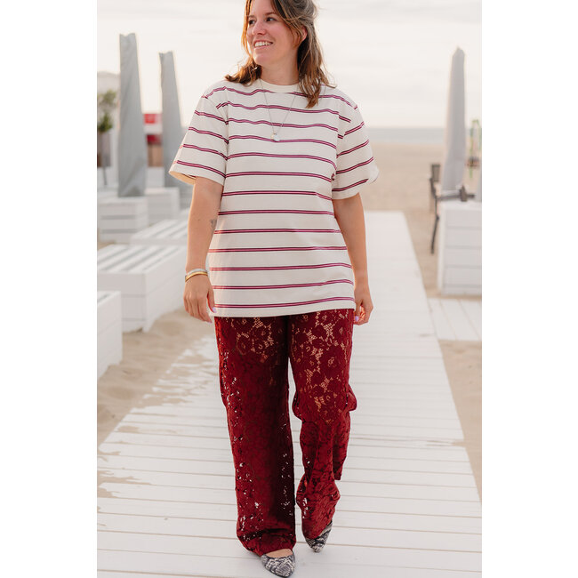 REVA LACE TROUSERS Bordeaux