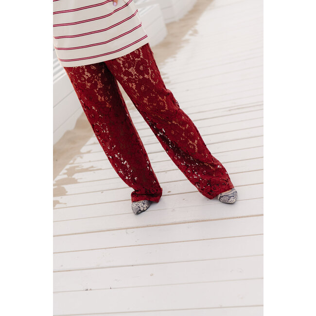 REVA LACE TROUSERS Bordeaux