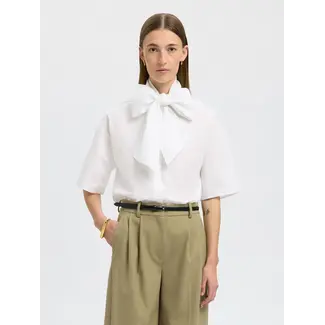 Selected Femme AYA JUNO BOW SHIRT Bright White