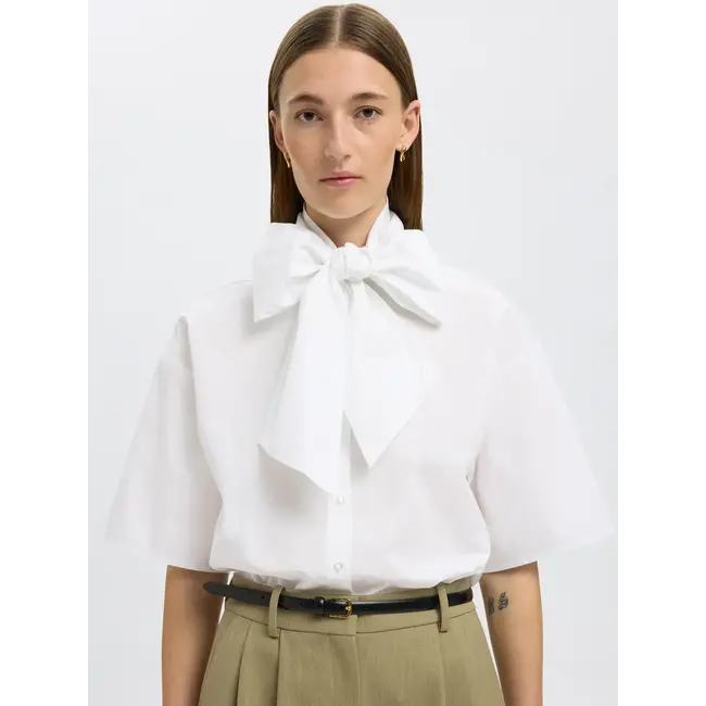 AYA JUNO BOW SHIRT Bright White