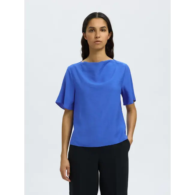 LORENZA COWL NECK TOP Dazzling Blue