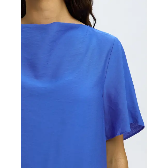 LORENZA COWL NECK TOP Dazzling Blue