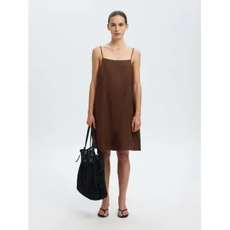 Selected Femme LYRA LINEN SHORT DRESS Chestnut