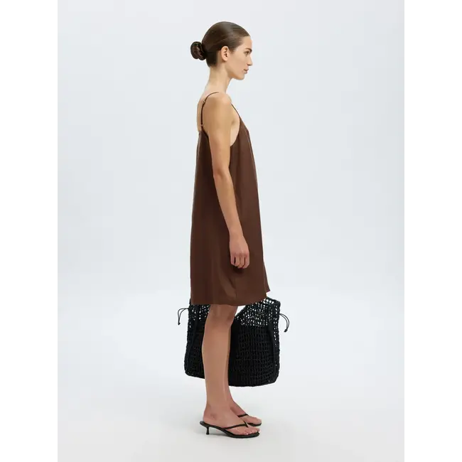 LYRA LINEN SHORT DRESS Chestnut