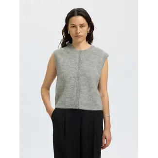 Selected Femme LULU BUTTON VEST Light Grey