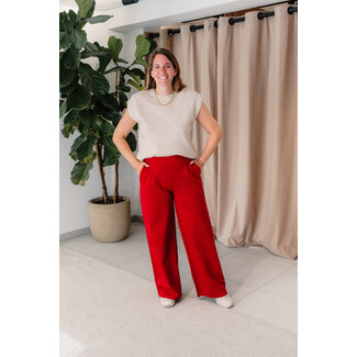ICHI KATE LONG PANTS Red Dahlia