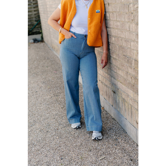 ERINA STRAIGHT PANTS Medium Blue Denim