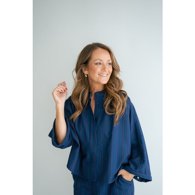MAYA BLOUSE Red Navy Stripe