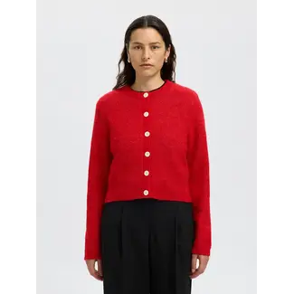 Selected Femme SIA KNIT CROPPED CARDIGAN Equestrian Red