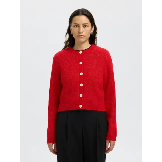 SIA KNIT CROPPED CARDIGAN Equestrian Red