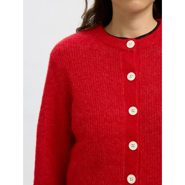 SIA KNIT CROPPED CARDIGAN Equestrian Red