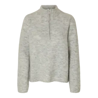 Selected Femme LULU HALF ZIP KNIT Light Grey Melange