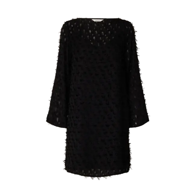 MARION RELAXED BOAT NECK DRESS Black