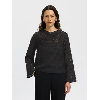 Selected Femme MARION RELAXED BOAT NECK TOP Black