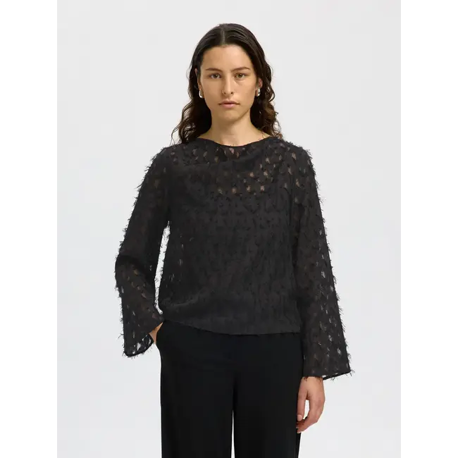 MARION RELAXED BOAT NECK TOP Black