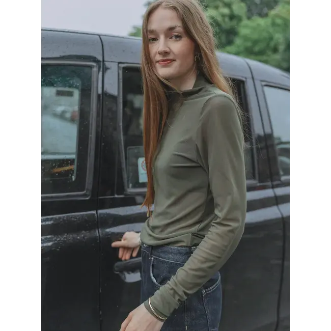 MARLOES MESH TOP Khaki