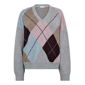 Co Couture MAJA CHECK KNIT Mid Grey