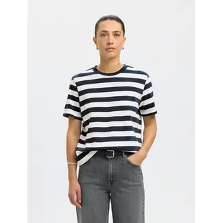 Selected Femme ESSENTIAL STRIPED BOXY TEE Dark Sapphire