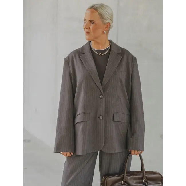 MOMO BLAZER Dark Grey Pinstripe