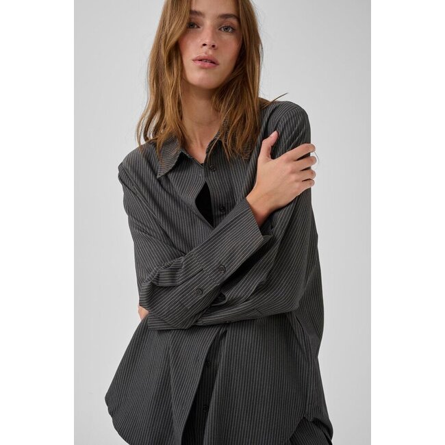 THE PINSTRIPE SHIRT Grey Melange