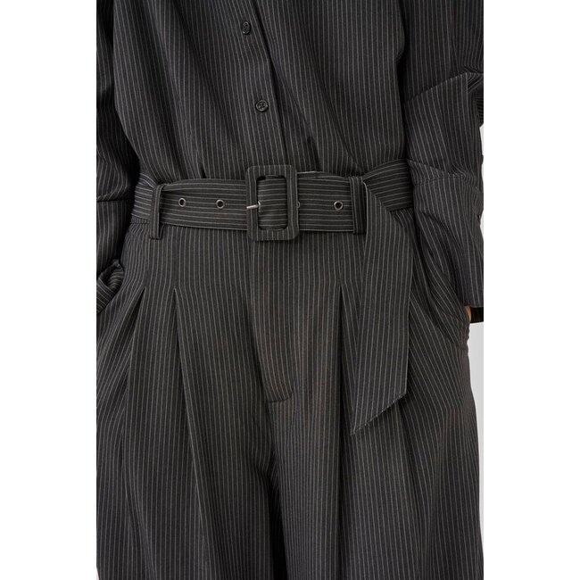 THE PINSTRIPE HIGH PANTS Grey Melange