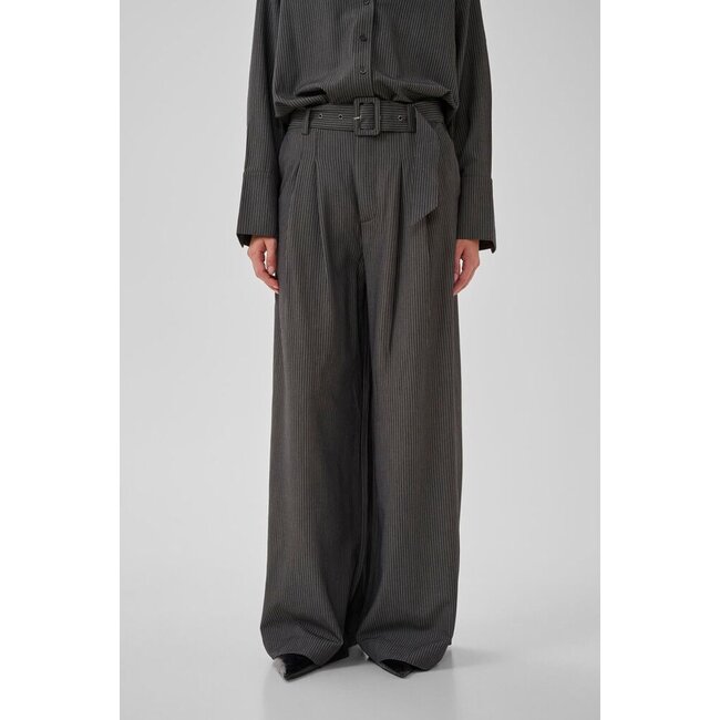 THE PINSTRIPE HIGH PANTS Grey Melange