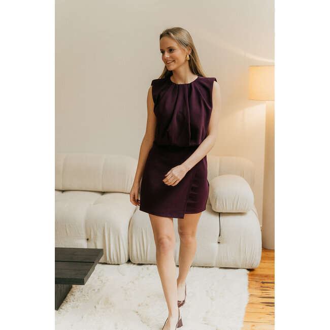 FALCON PLEAT DRESS Plum