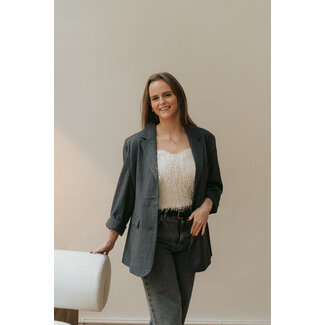 Les Soeurs MOMO BLAZER Dark Grey Pinstripe