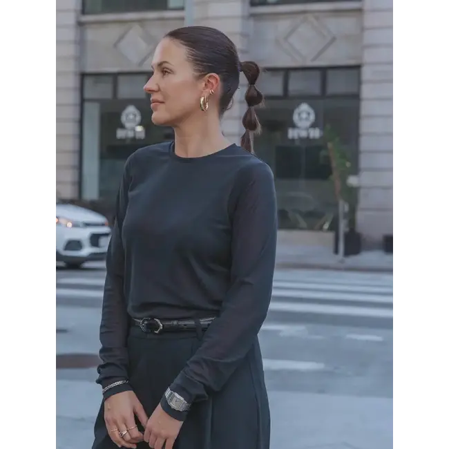 LOES MESH LONGSLEEVE TOP Dark Blue