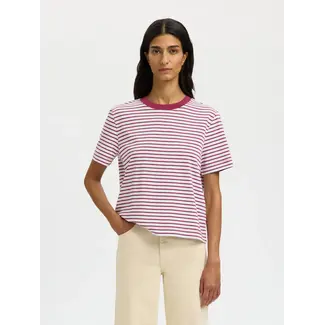 Selected Femme ESSENTIAL STRIPED BOXY TEE Anemone