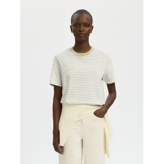 Selected Femme ESSENTIAL STRIPED BOXY TEE Lint