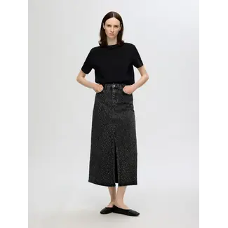 Selected Femme MERLE STRASS DENIM SKIRT Washed Black