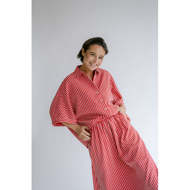 MORRIS BLOUSE Red Stripe