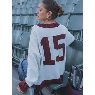 Les Soeurs MAIA CARDIGAN Ecru Burgundy