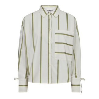 Co Couture IDIE STRIPE SHIRT Off White Green