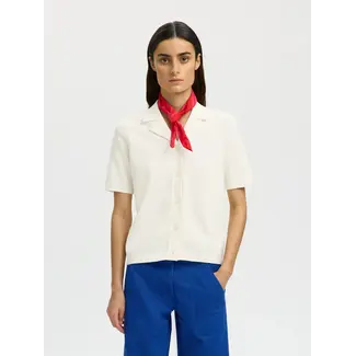 Selected Femme AMOUR KNIT POLO CARDIGAN Egret