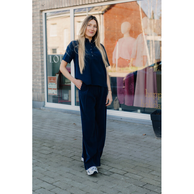 MINDY HIGH WIDE PANTS Dark Sapphire